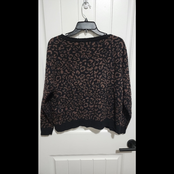 Free People leopard cheetah brown black sweater oversized small medium large - Picture 3 of 4